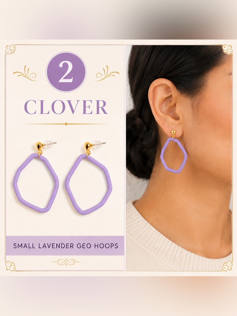 Lavender Geo Hoop Earrings - Women Jewelry